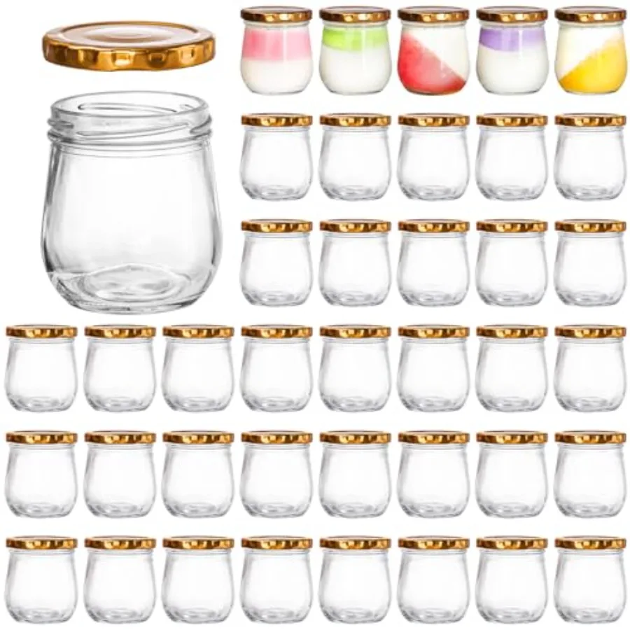 

40 Pack Glass Mason Jars 6 Oz Small Jam Canning Jars with Airtight Lids Clear Mason Spice Jars for Pudding Jelly Honey Sauces Y