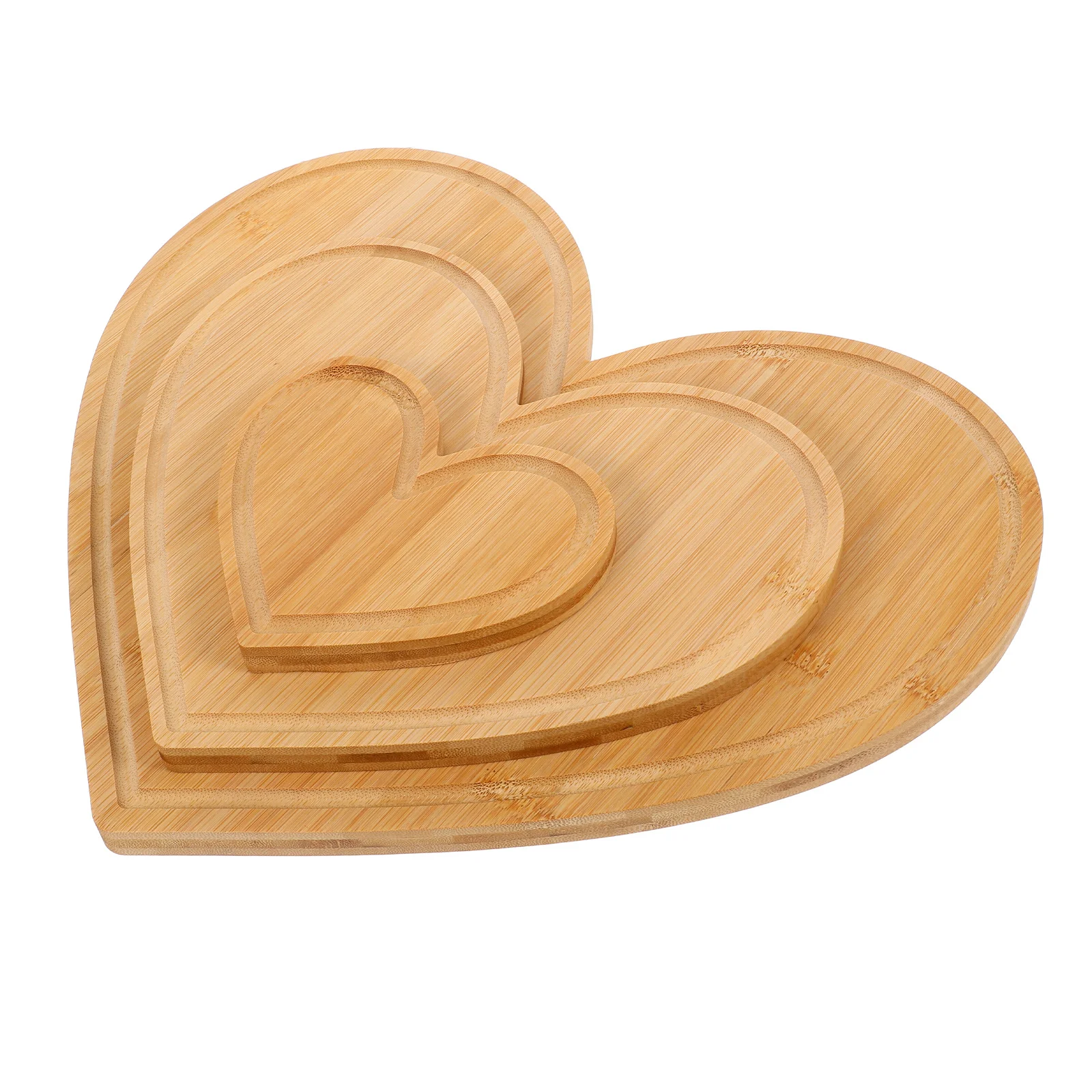 

3Pcs Heart Shape Bamboo Cutting Board Kitchen Snack Tray Cheese Meat Vegetable Serving Platter Chopping Dish Heart Cutting Board