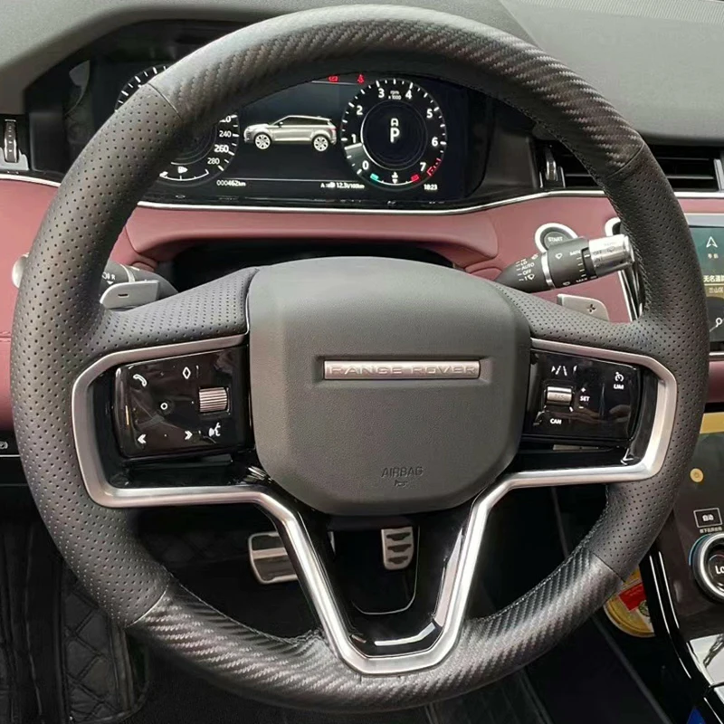 

Сшитый вручную чехол на руль из натуральной кожи из углеродного волокна для Land Rover Range Rover Sport III (L461) Discovery Sport