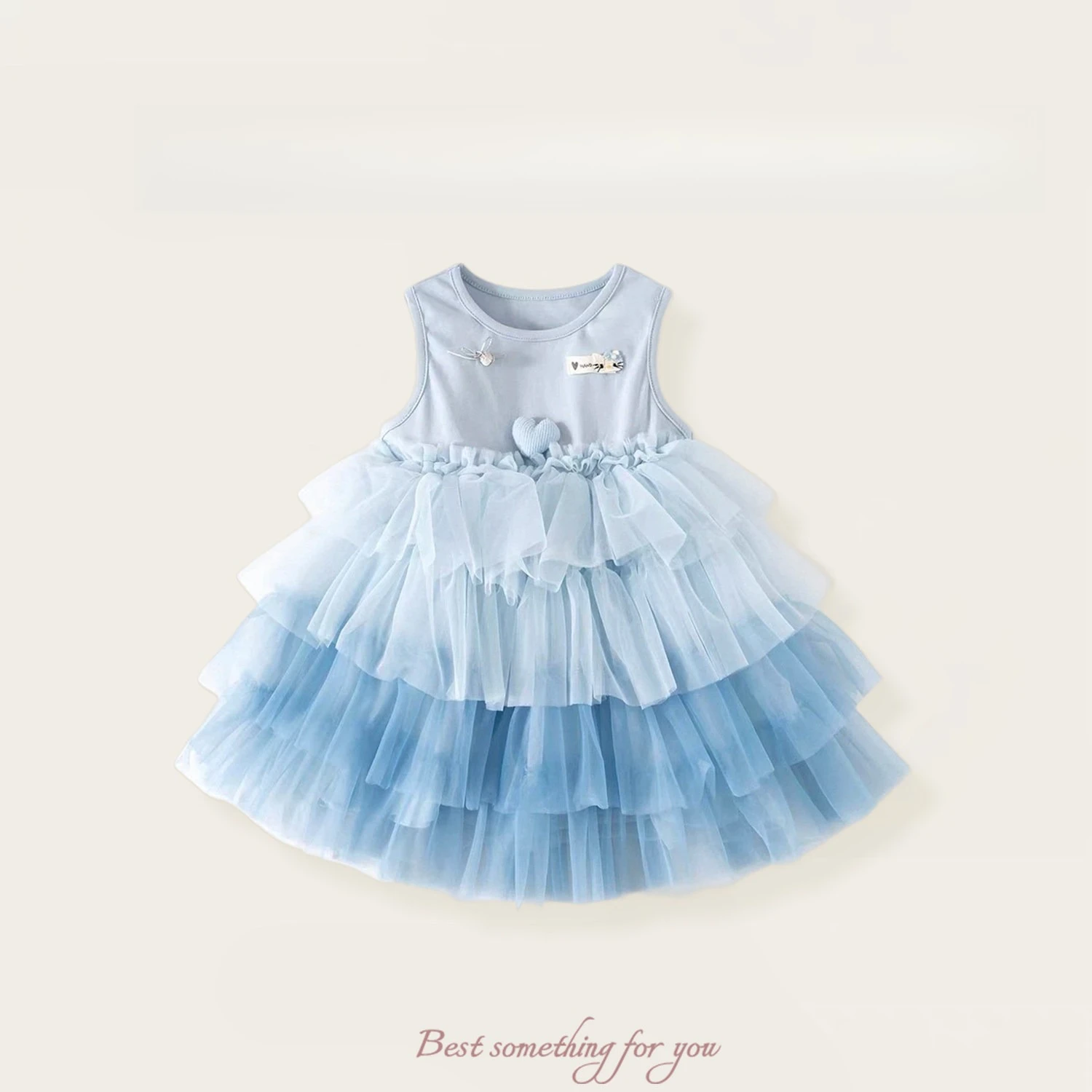 New Arrival Little Girl Elegant Sleeveless Tulle Gown, Kids Lovely Mesh Princess Dress, Summer Daily Costume for 80-140cm