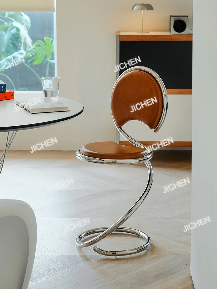 

Creative Chair Stainless Steel Backrest Dining Chair Vintage Bauhaus Chair