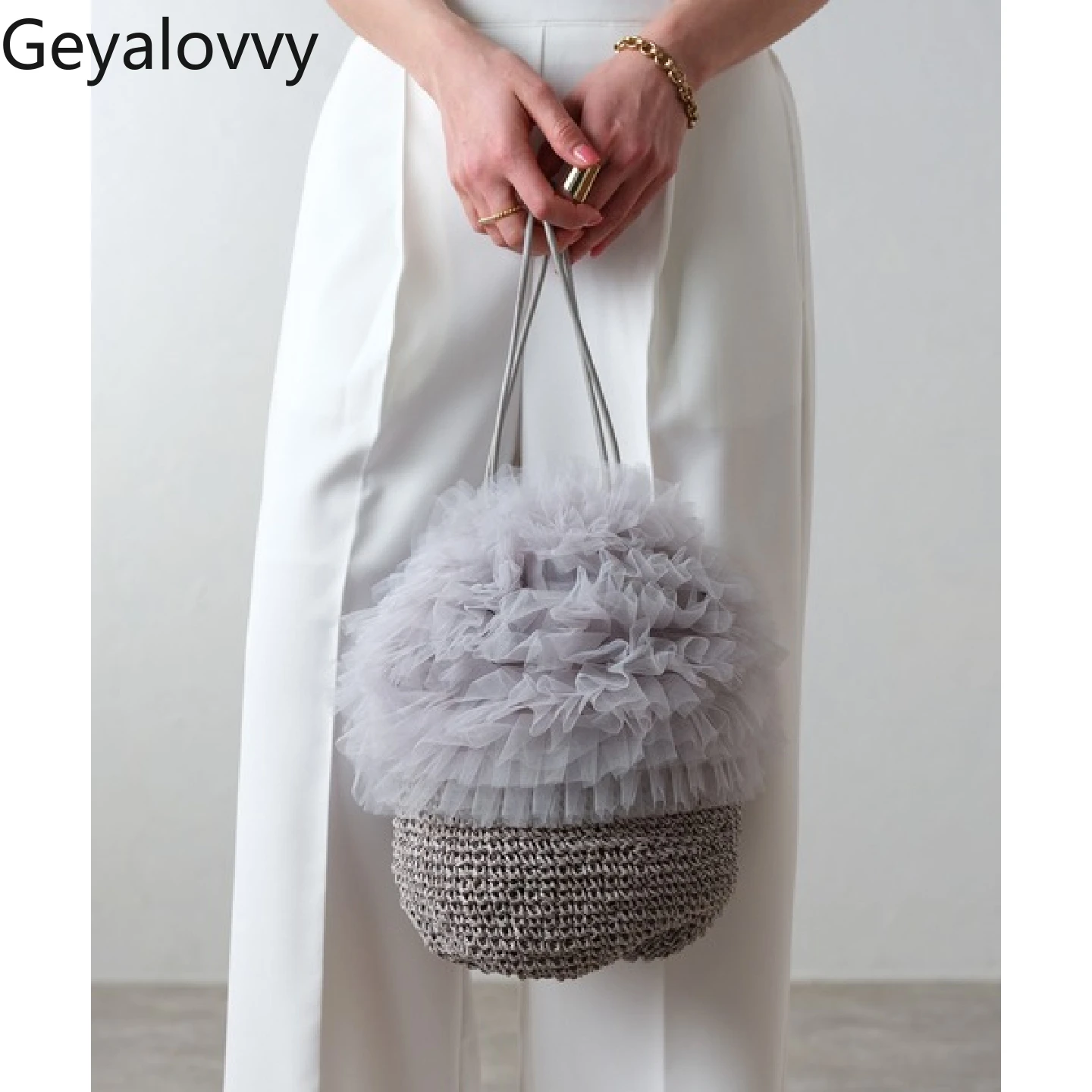 Japanese Style Casual Handbag Femme Lotus Leaf Edge Drawstring Basket Bag Elegant Fashion 2025 New Women's Hand Bags