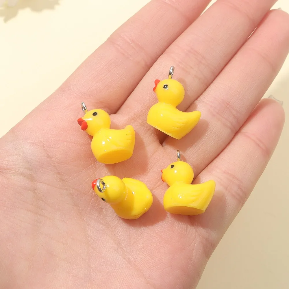 4/8/12pcs Yellow Duck Pendants,DIY Bracelets NecklacesEarrings Valentine's Day Christmas ThanksgivingMother's DayGiftAccessories