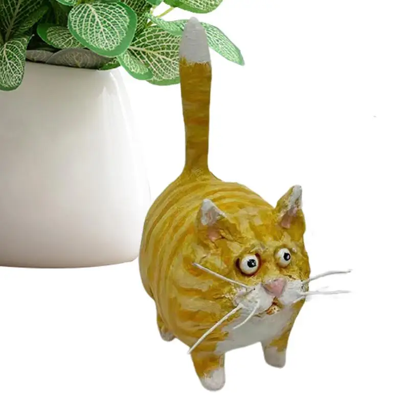 Mini Cat Statue Cat Resin Figures Mini Cat Ornaments Upright Tail Cat Figures Decor Cute Landscape Decoration For Window Decor