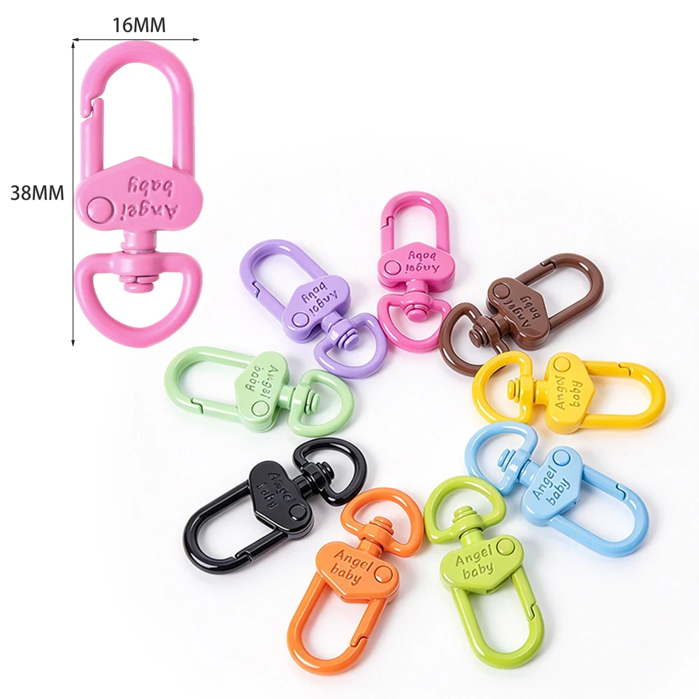 5 Pieces Candy Color Hooks Embossed Letter Snap Clasp Metal Key Chain Connector For DIY Jewelry Bag Charm Making Accessories