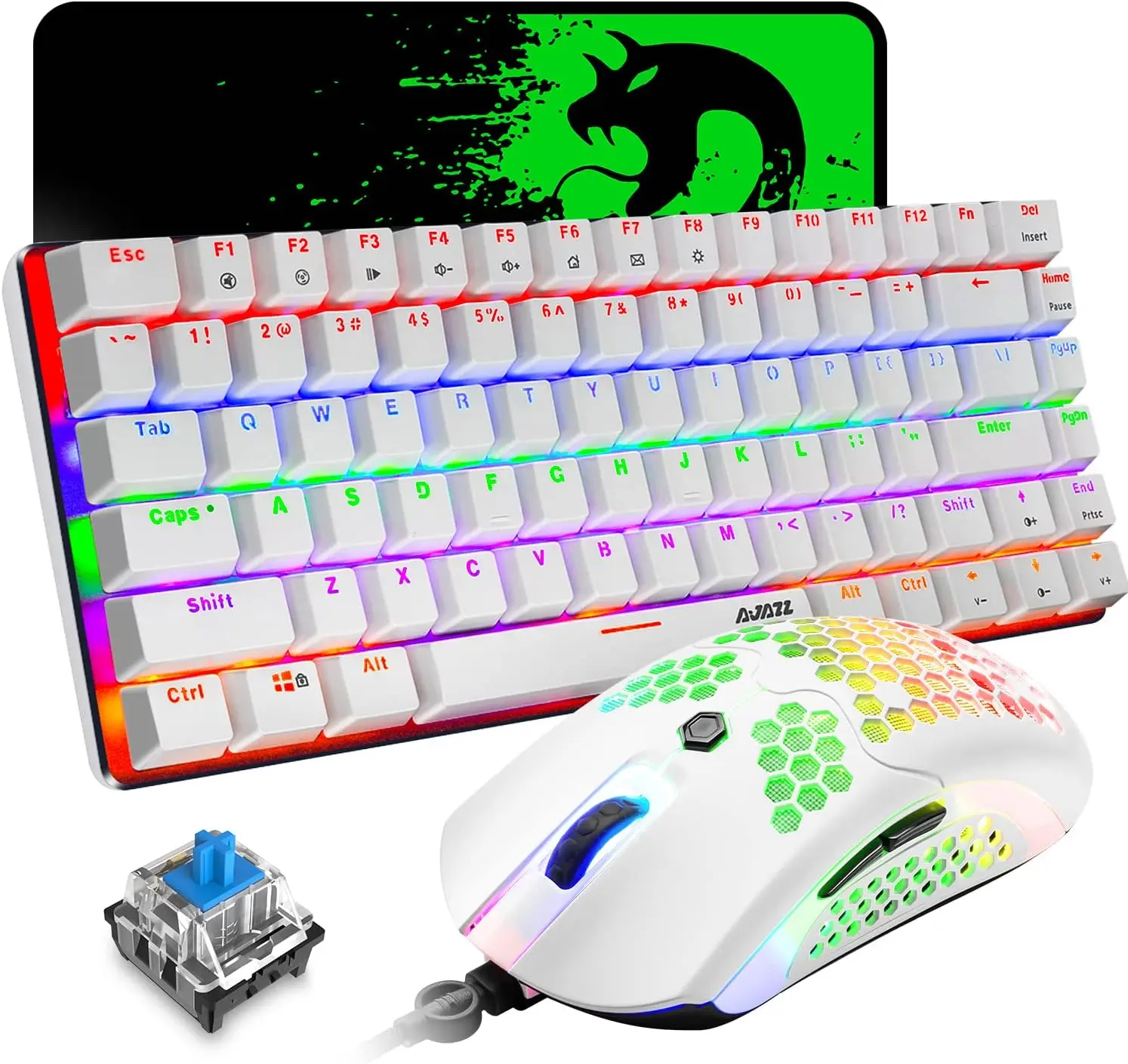 

Механическая игровая клавиатура MAMBASNAKE x ZIYOUANG AK33, радужная светодиодная подсветка, сверхлегкая игровая мышь 12K DPI