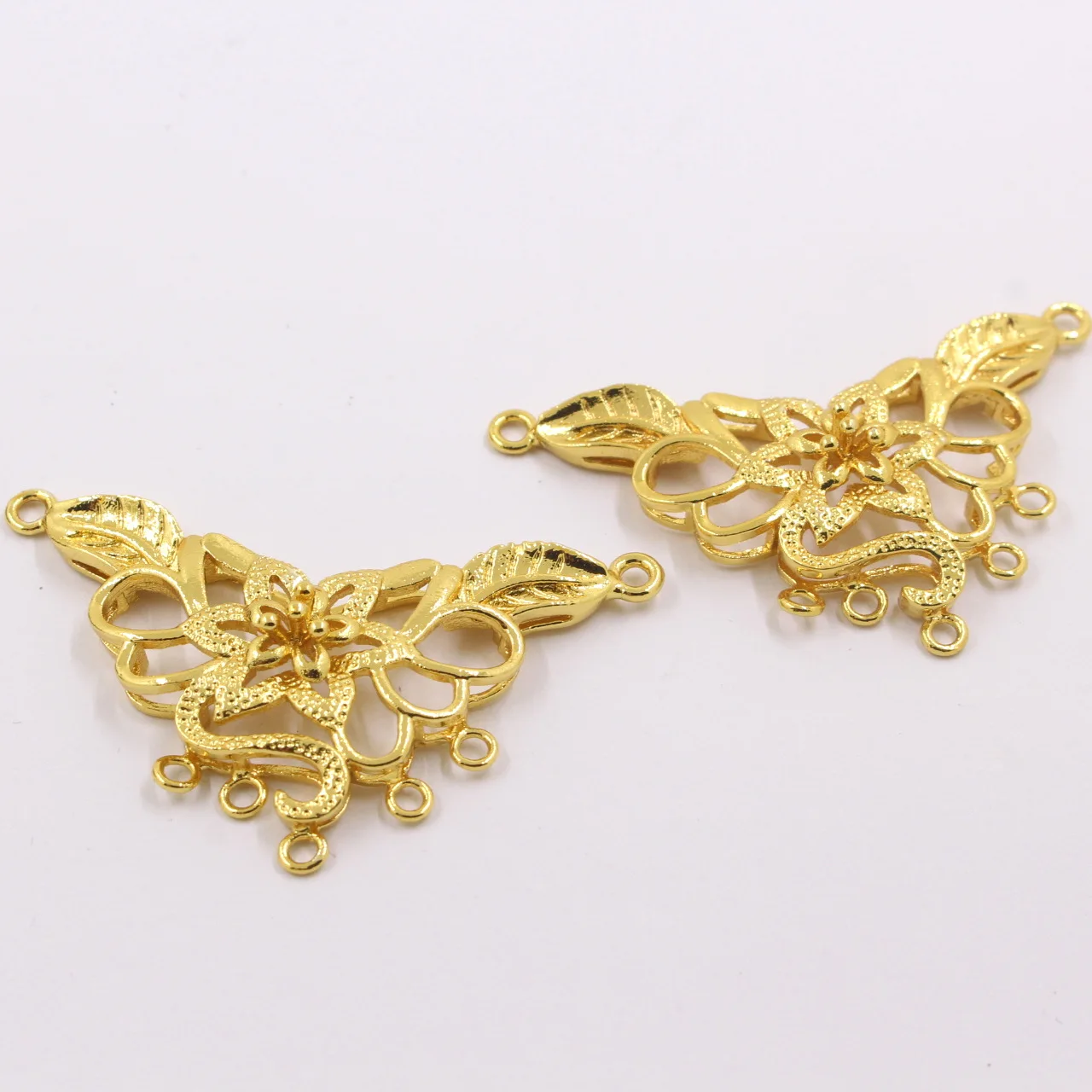 10pcs 47x27mm Brass Casted Flower Pendant Loops Connectors Quality DIY Women Bridal Wedding Jewelry Accessories