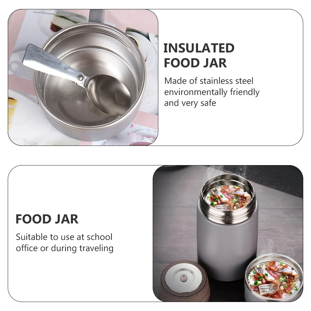 

1pc Stainless Steel Food Jar Thermal Food Container Lightweight Thermal Lunch Container For School Office Travel Bento Box