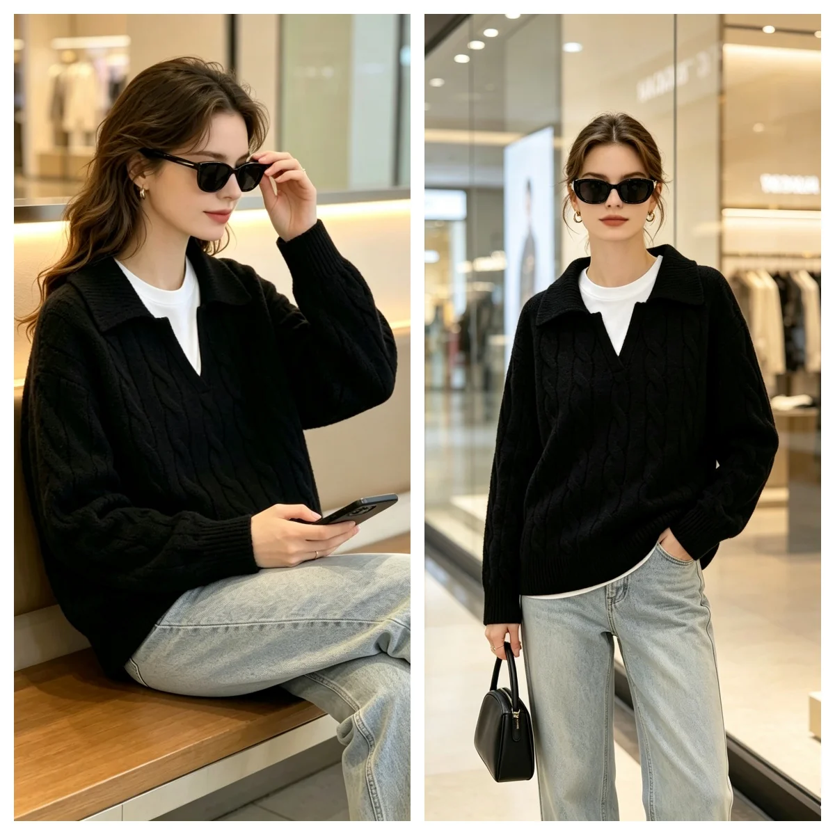 Women's Sweater Top 2026 Autumn New Fashion Casual Multi-Color Long-Sleeve Knitted Polo Sweater Elegant Vacation Style