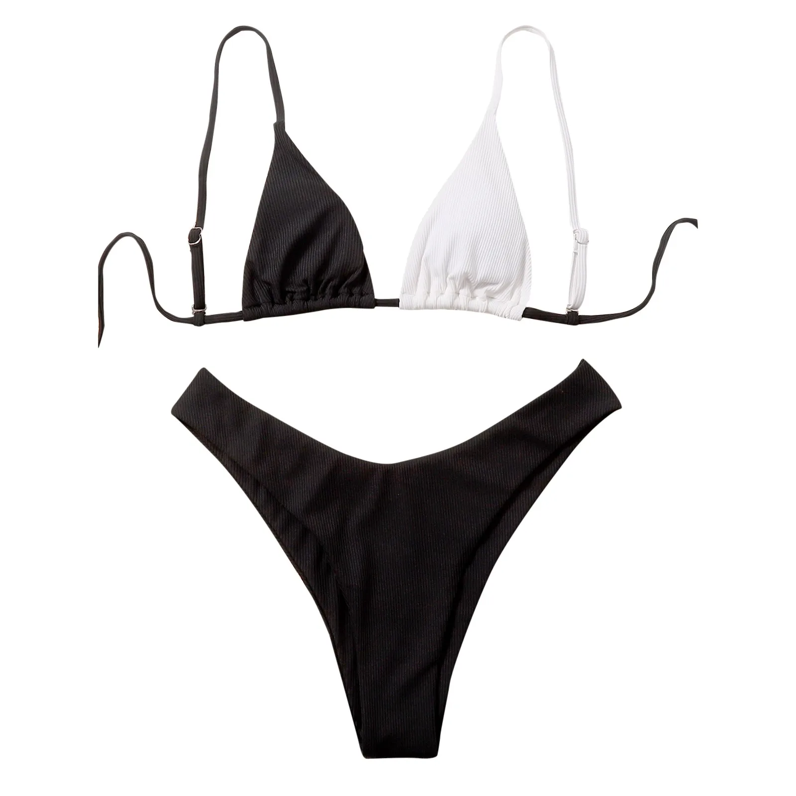 بيكيني نسائي بدون حمالات ، مايوه سبليت سادة ، بدلة شاطئ بنمط مثير #4