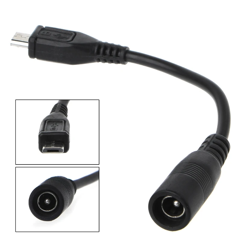 5.5x2.1mm DC Power Plug Waterproof Jacket Female To Micro USB Male Adapter Cable Drop Ship