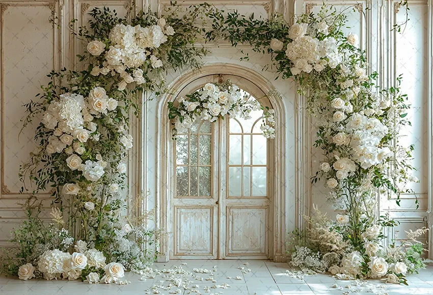 Mehofond التصوير خلفية الربيع الأبيض قوس الزهور الكبار الأمومة صورة حفلة عيد ميلاد ديكور خلفية استوديو الصور