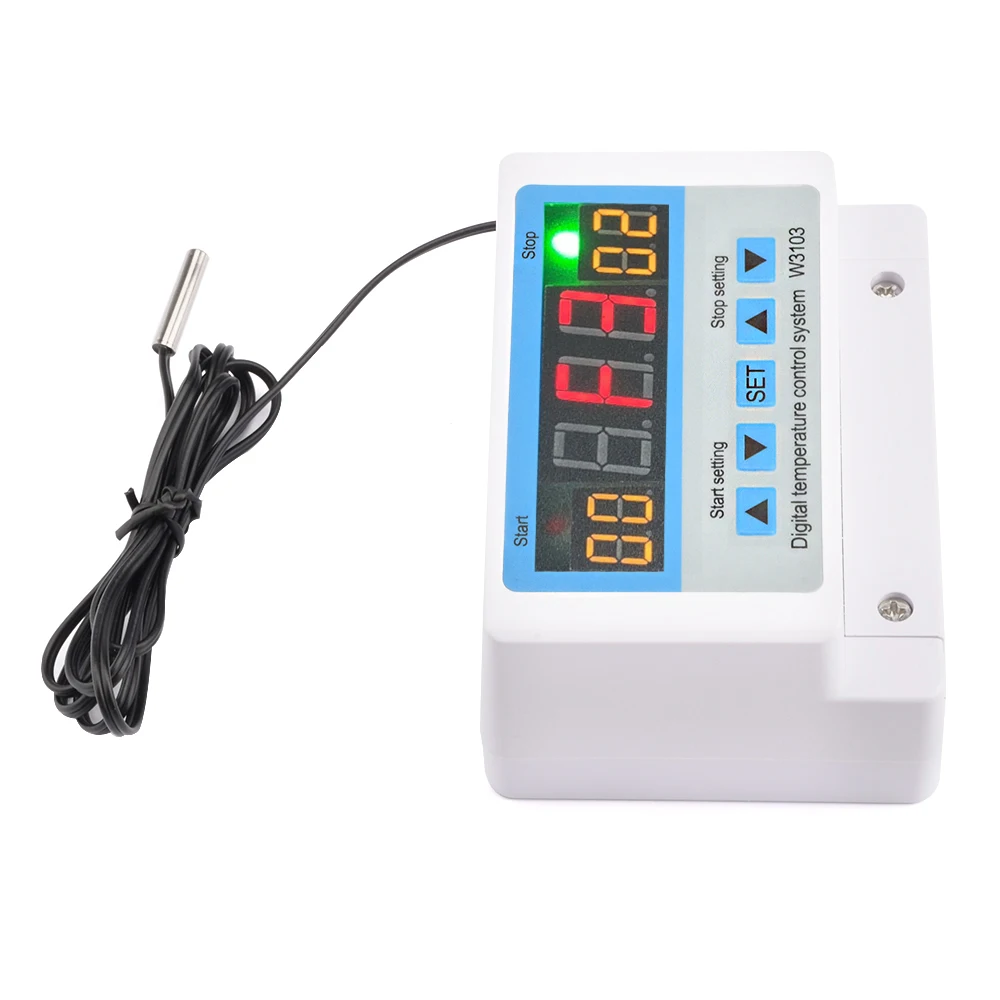 W3103 30A Contrôleur de température numérique Mesure Rang 50-110 ℃   Thermostat haute puissance/montage mural à sortie directe 300 W/600 W/5000 W