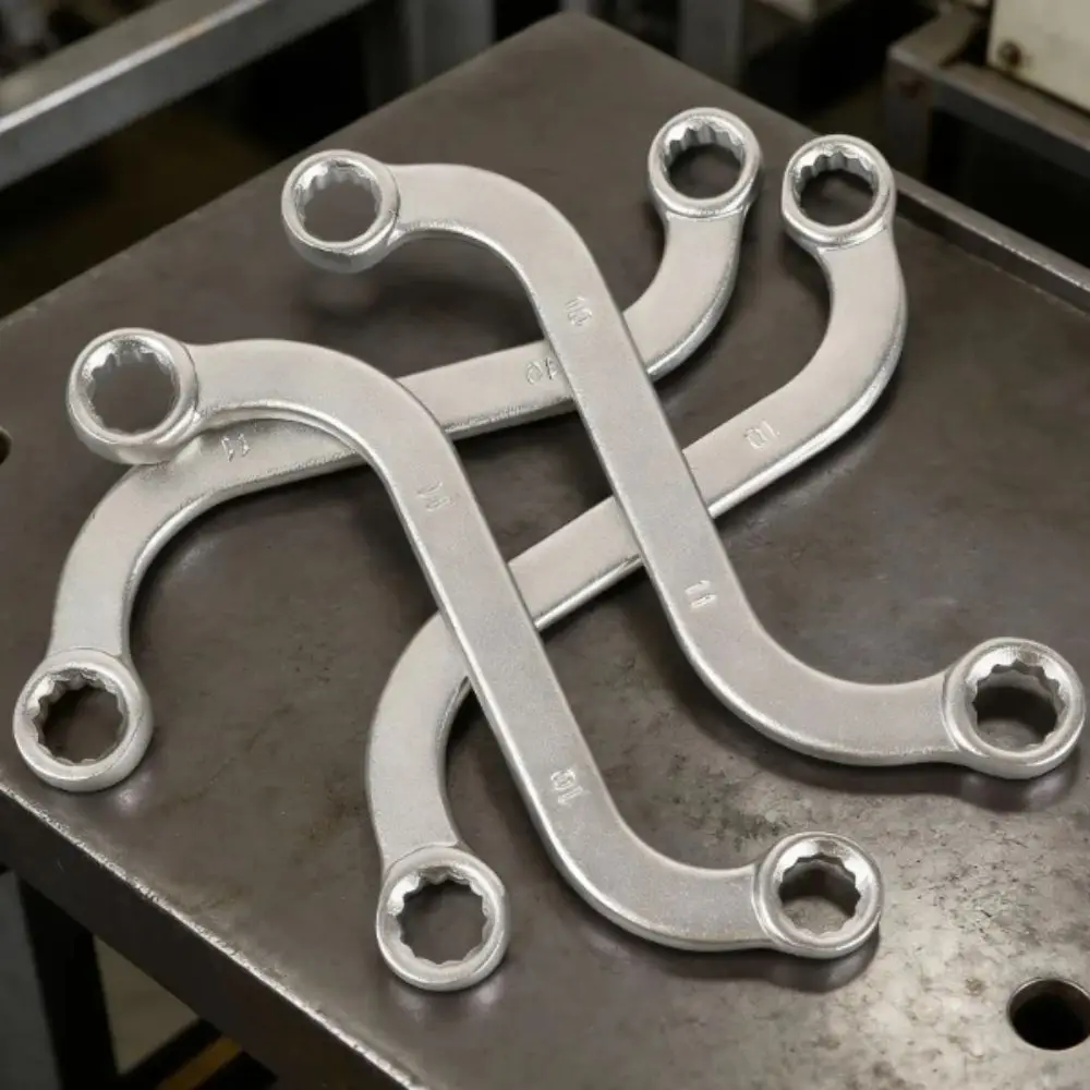 

5Pcs Set S-Type Wrench 10-19 Size Plum Plate Double Head Wrench Curved Design 140-240MM Length Combination Ring Spanner