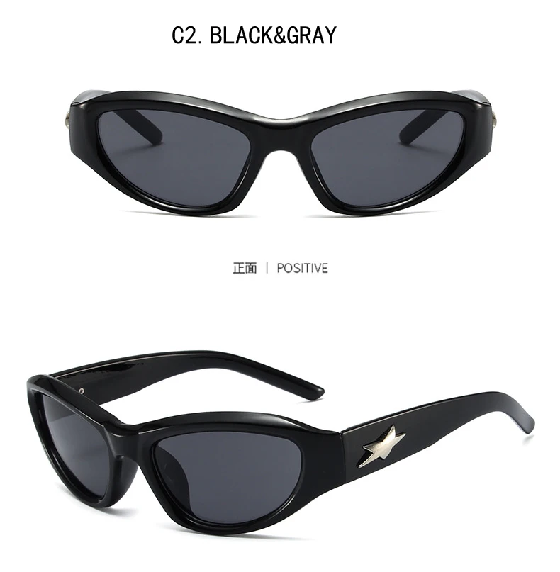 Stern Sonnenbrille für Frauen Männer Y2K Sport Punk Shades Marke Design Fünfzackigen Stern Uv400 Brillen Weibliche Brille – Detail 6