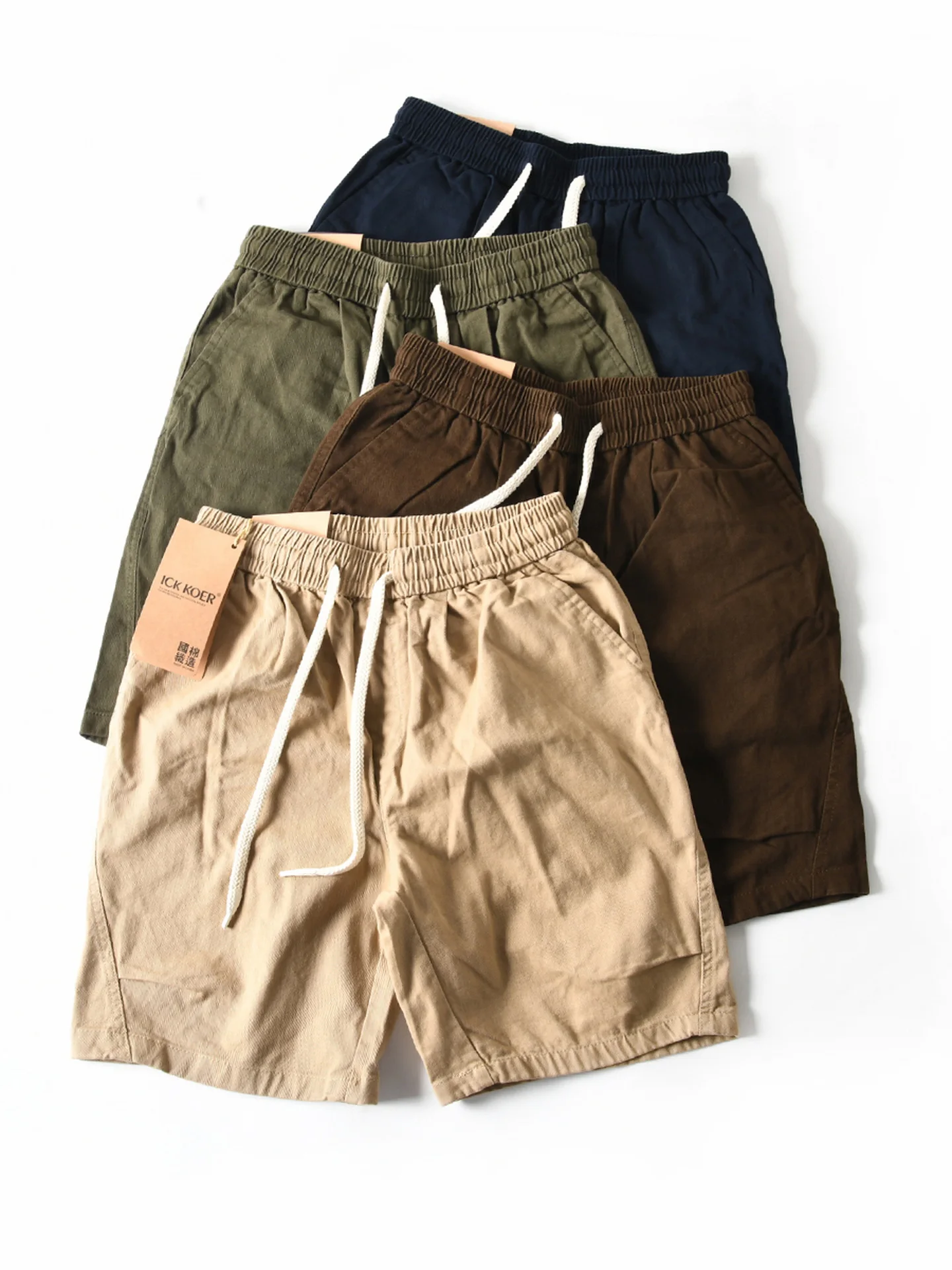 

New American Sle Heavyweight Cotton Comfortable Elastic Loose Straight Leg Workwear Casual Five Middle orts Men Summer