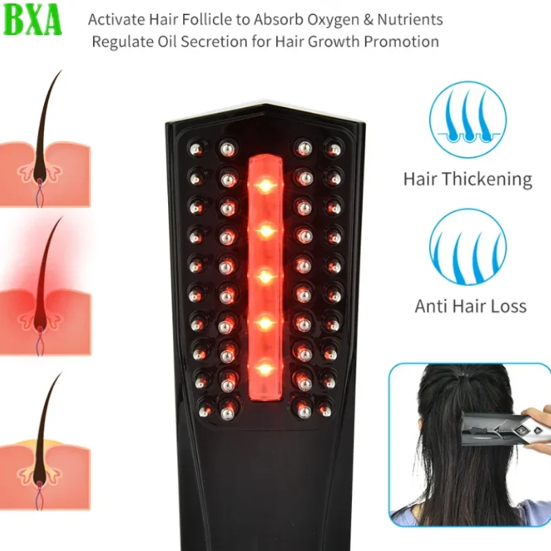 Black Wireless Infrared Massage Comb Magic Vibration Massager Hair Brush Handheld Electric Hair Comb Hair Growth Care