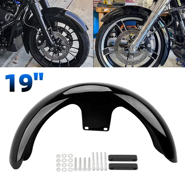 Akcesoria motocyklowe dla Harley Touring electro przemieszczanie się po ulicy Road King Ultra Custom Baggers czarne 19 "przedni błotnik na kółkach