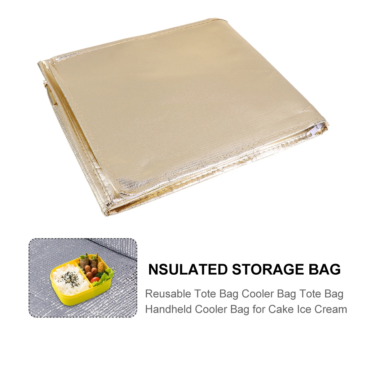 

Insulated Tote Bag Large Capacity Waterproof Lightweight Foldable Cooler Storage for Cake Ice Cream Fruits Drinks Snacks Daily