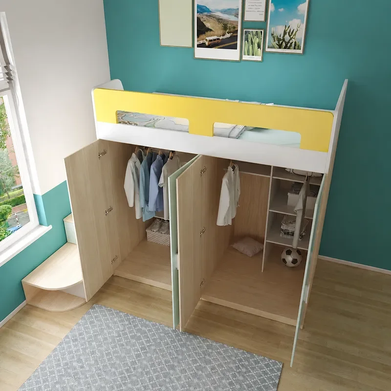 Solid Wood Under Bed Storage Cabinet Walk-in Closet Organizer Deepening Space Box for High Low Bunk Beds Bedroom Furniture