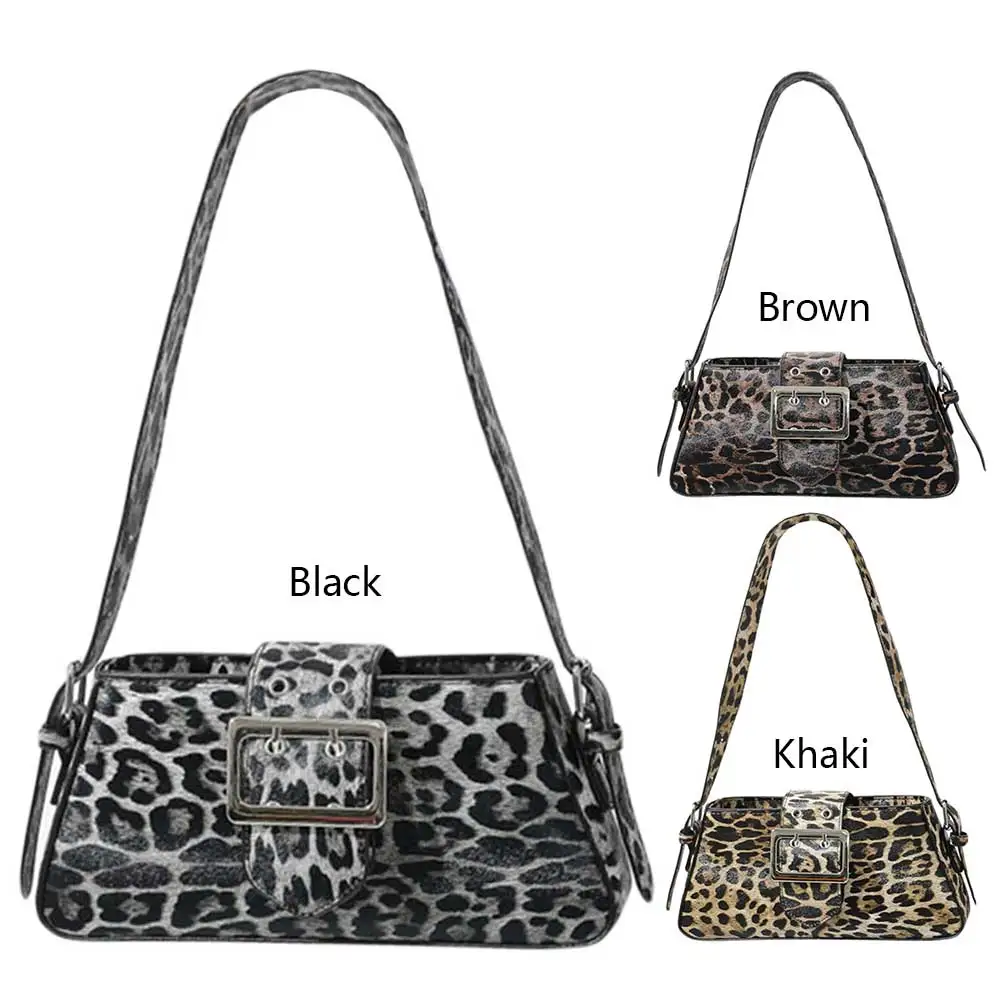 Bolsa de ombro com estampa leopardo para mulheres, fecho de correr elegante bolsa axilas grande capacidade, bolsa com aba elegante, viagem ao ar livre, moda