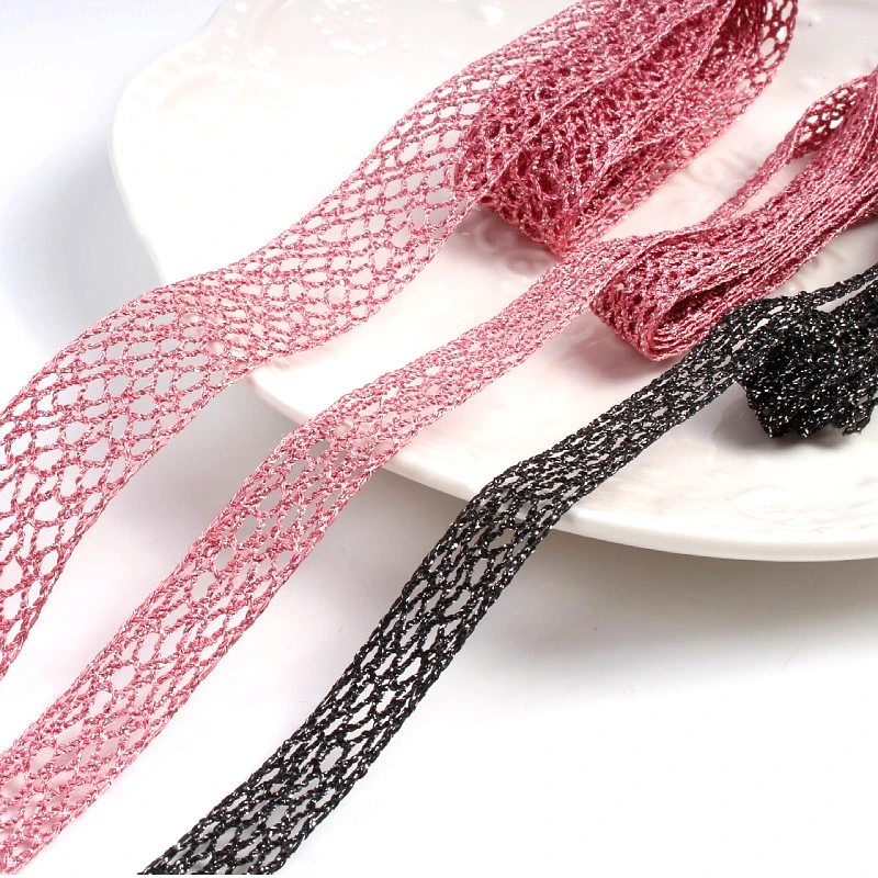 5Yards Embroidery Silver Mesh Lace Trim Ribbon Wedding Crafts DIY Clothes Necklace Accessories Dceoration Free Shipping