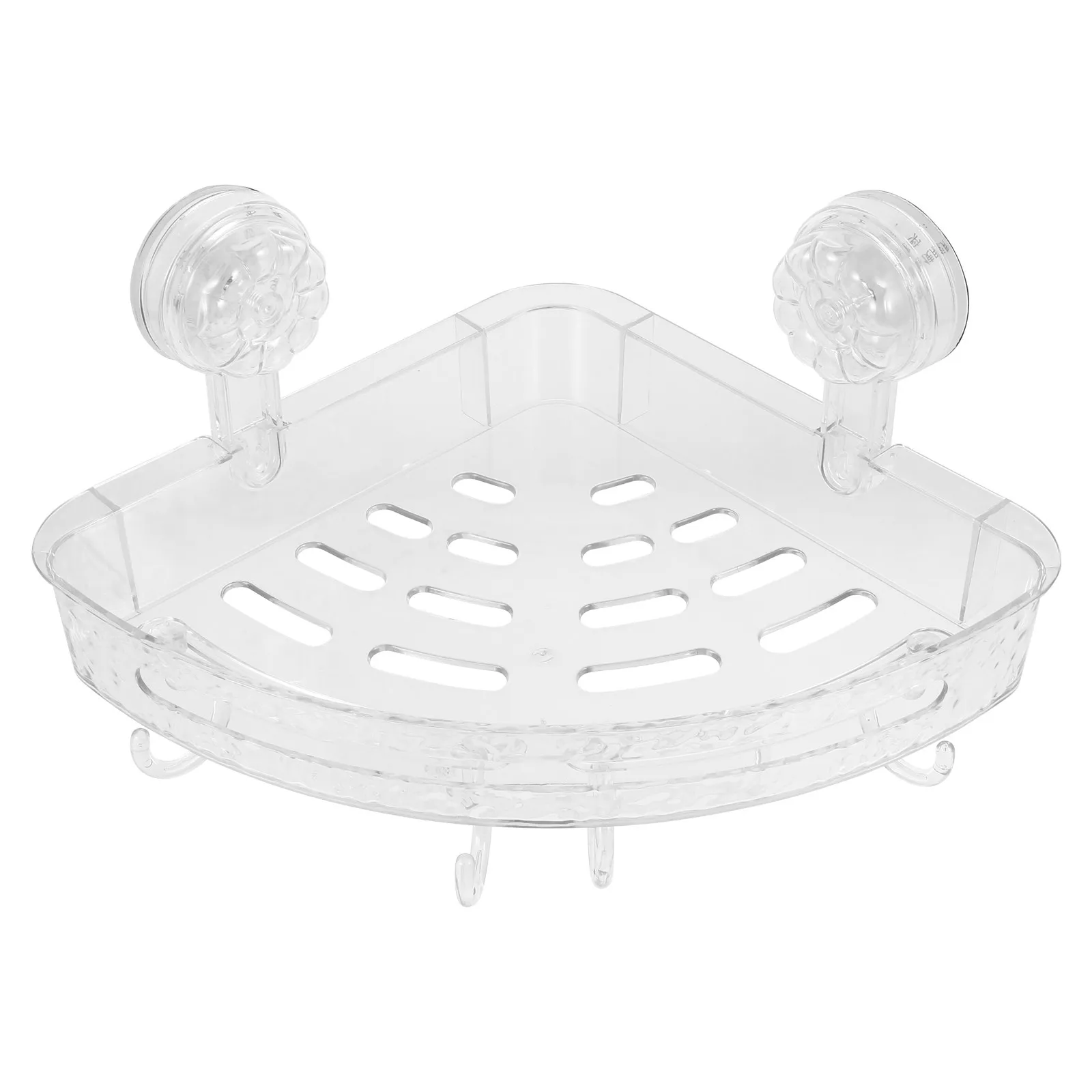 Plastic Corner Shower Rack Wall Mounted Storage Organizer Suction Cup Bathroom Shelf for Toothbrush Shampoo Conditioner No Mark