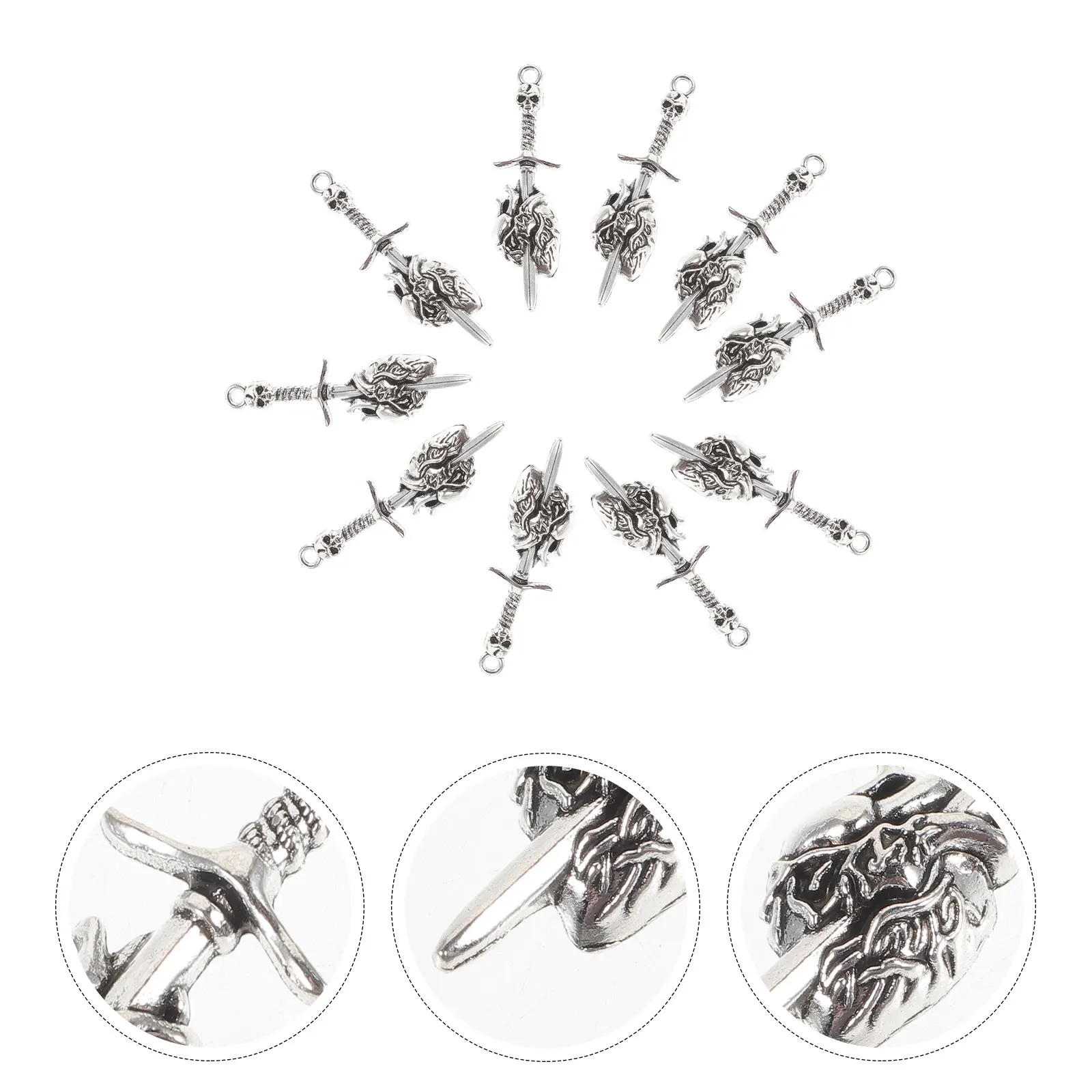 

10pcs Skull Pendants Diy Halloween Charms Crafts Jewelry Making Bracelet Earring Decorations Metal Connector