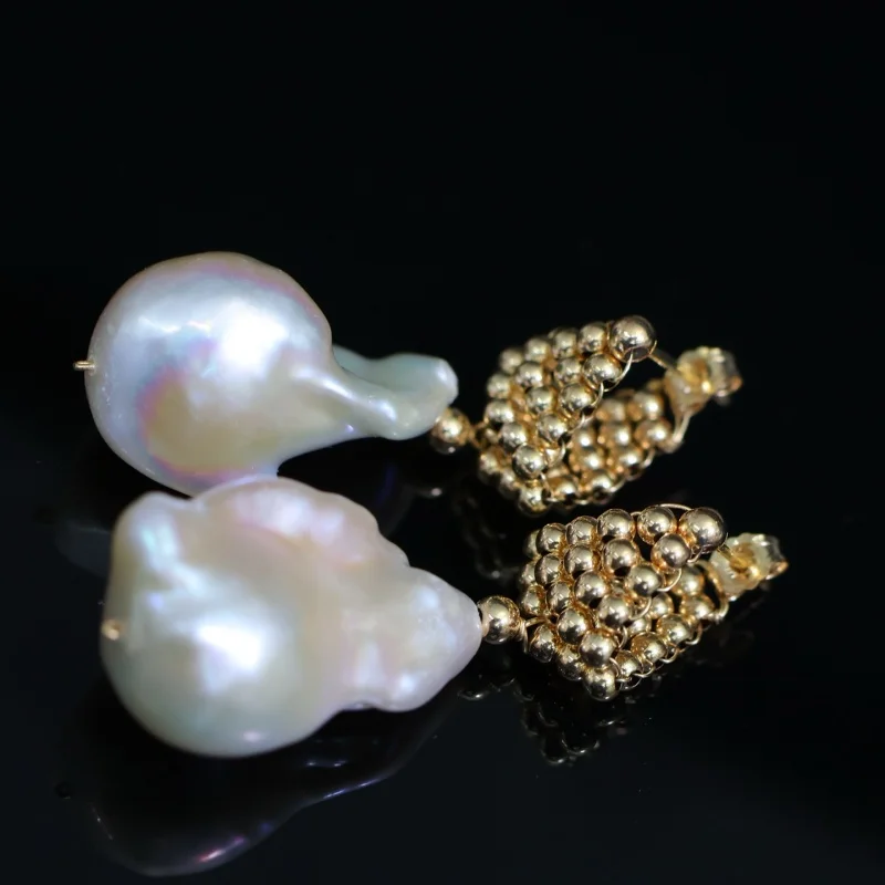 

SGARIT Fine Jewelry Natural Fresh Water Irregular Baroque Pearl Earrings 14k Filled Gold Earrings Women's Exquisite Gift