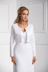 Elegant Satin Wedding Bolero Full Sleeves Bridal Jacket Formal Party Bride Wrap Women Accessory Custom made color and size