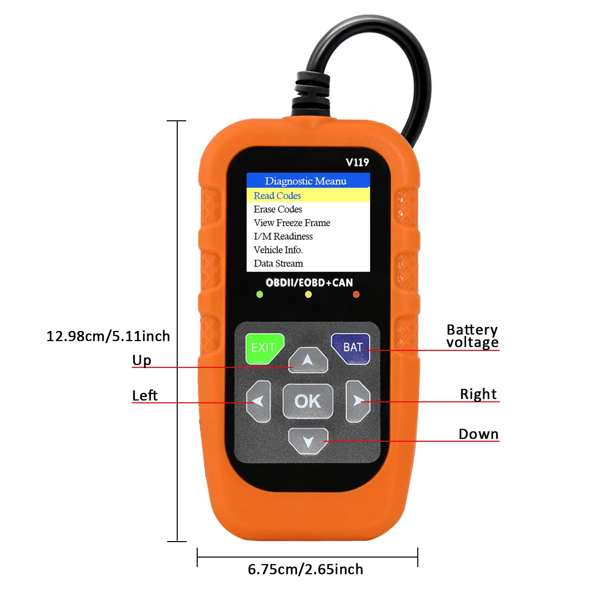 Car OBD2 Scanner Diagnostic Tool Code Reader, Car Voltage Tester Engine Fault Code Scanner, Charging Tester Diagnostic Tool V119