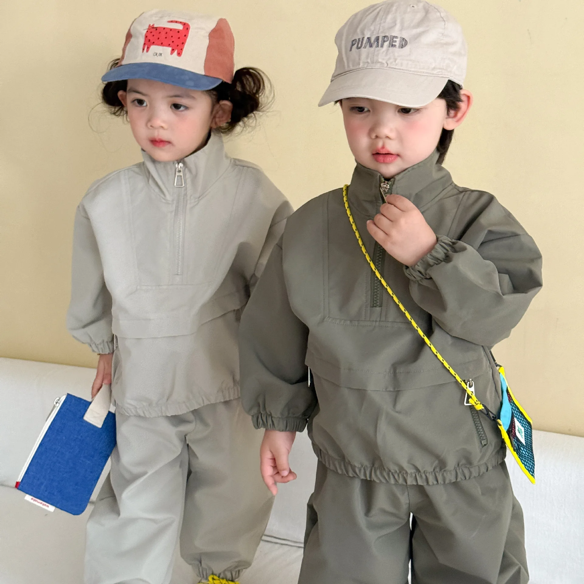 2026 Autumn New Children Long Sleeve Clothes Set Boys Girls Interchange Jacket + Pants 2pcs Suit Kids Solid Casual Outfits
