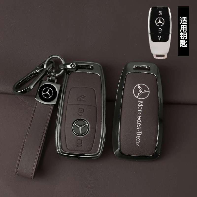 Zinc Alloy Leather Car Key Case Cover Shell For Mercedes Benz AMG A C E S G Class GLC CLE CLA GLB GLS W177 W205 W213 W222 X167