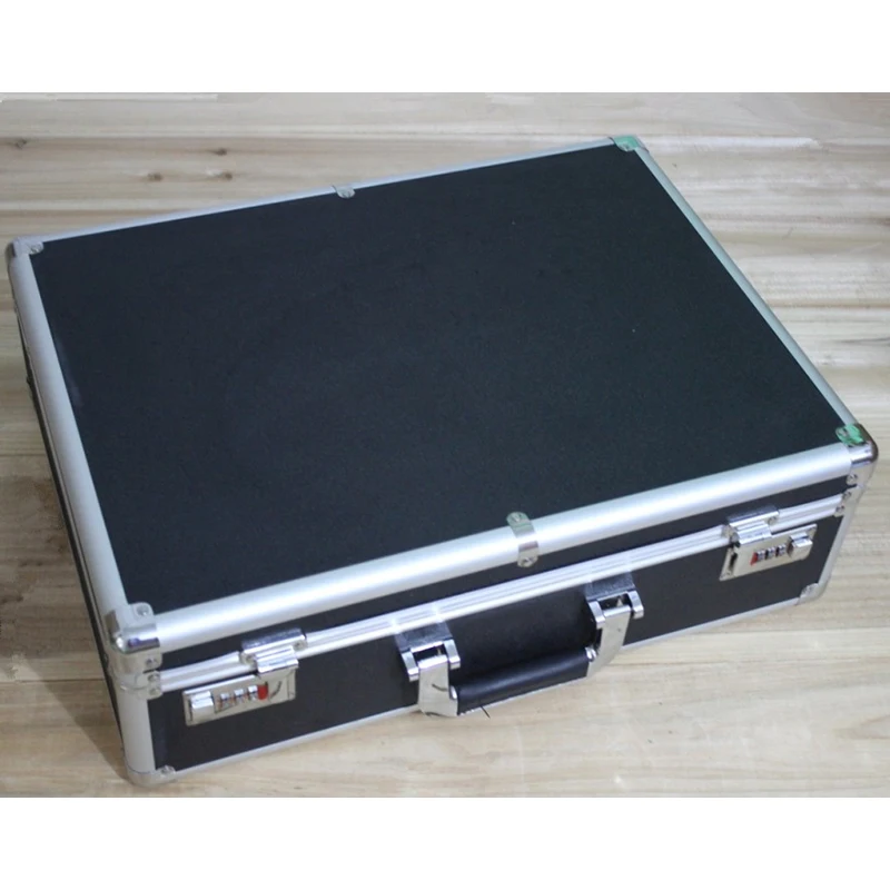 High-grade  Aluminum Tool Case Toolbox Strongbox Meter Box Suitcase File Bag Instrument Storage Sorting With Lock 47* 35*14cm