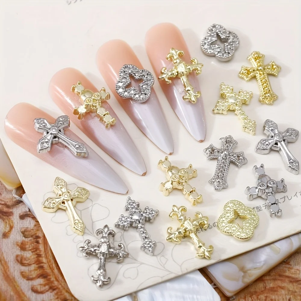 180 peças/de conjunto de acabamento cruzado y2k com strass-decoração de unhas de liga, adequado para mulheres e meninas, acessórios de unhas perfumados