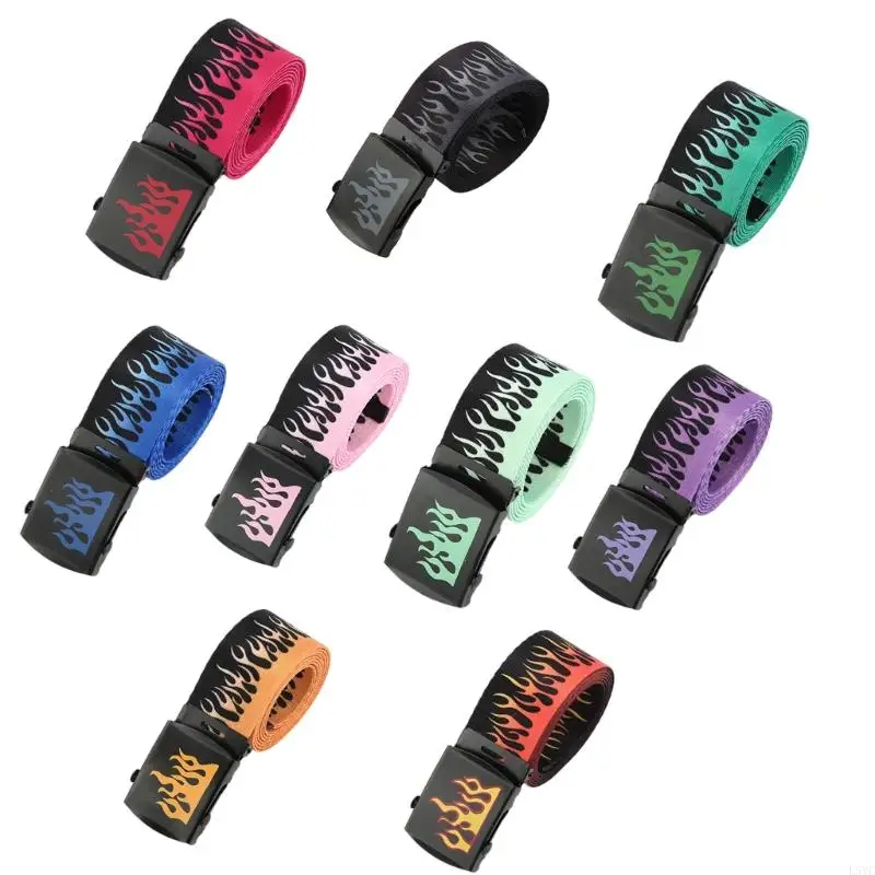 

L5YC Novelty Flame Accent Heavy Duty Strap For Street Fashion Enthusiasts