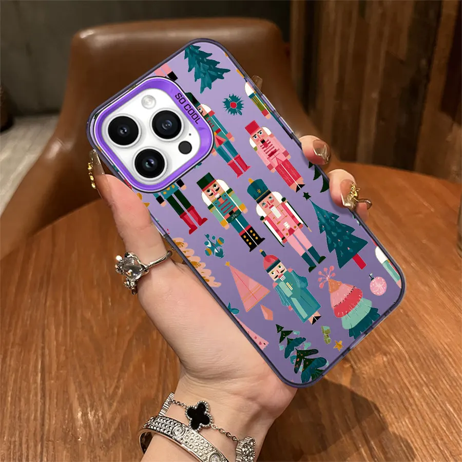 컬러풀한 호두까기 인형과 크리스마스 요소 아이폰 17에서 11 프로 맥스 플러스용 폰 케이스