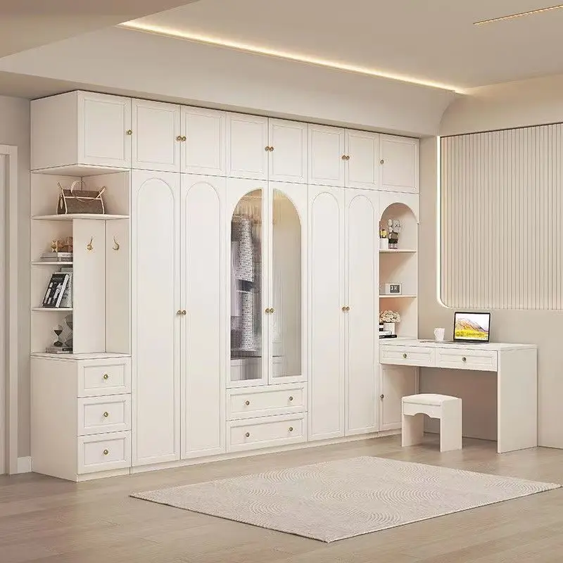 옷장 책상 일체형 조합 세컨드 베드룸 가정용 프렌치 라이트 럭셔리 크림 스타일 화이트