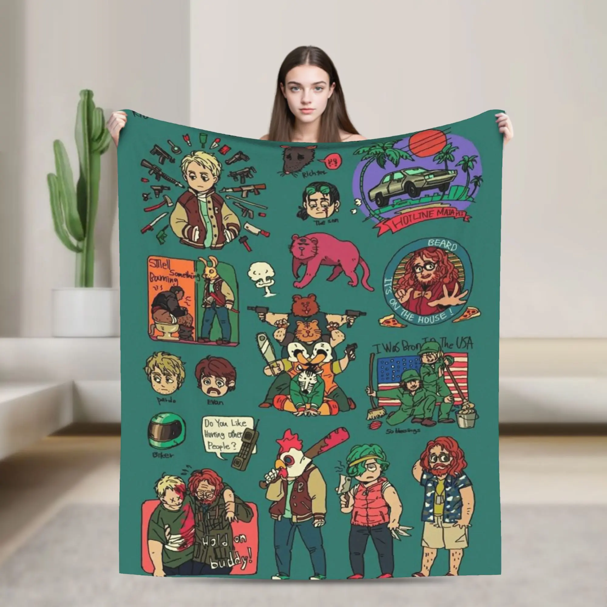 Hotline Miami Plush Blankets Students Game Flannel Bedding Throws For Bedroom Soft Custom Quality Bedspread Gift