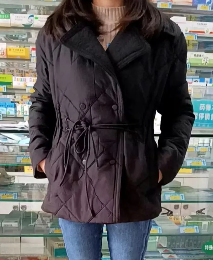 2026 New Winter Fashion for Women Cotton Jacket Belt Vintage Casual Women Tie Belt Long Cotton Down Parka Female Ladies Jackets