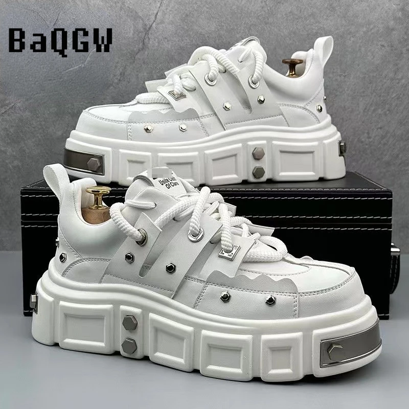 Color Block Designer Lace Up Thick Bottom Height Increasing Casual Men Shoes Sports Walking Chunky Sneaker Zapatillas Hombre