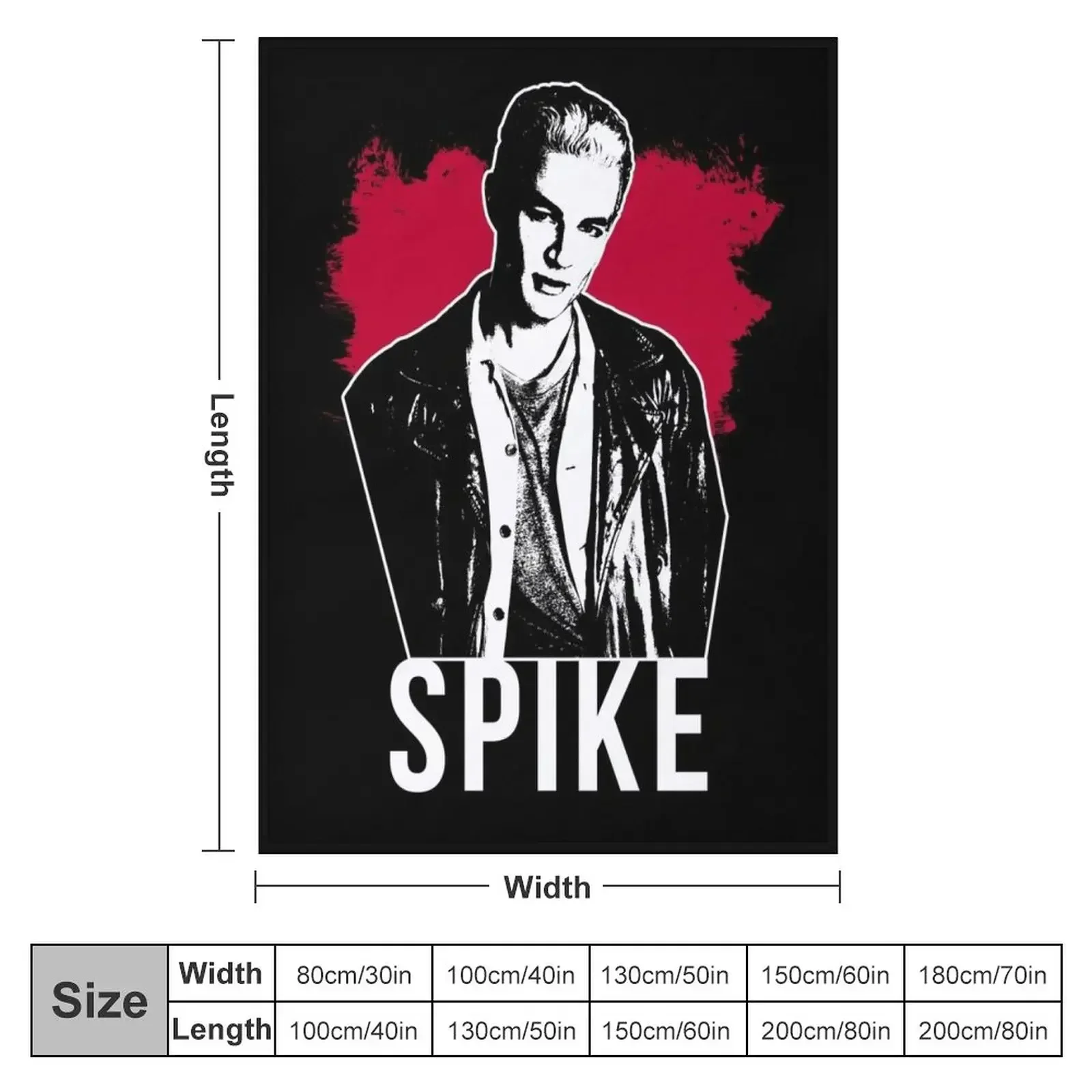 Spike the Vampire - Red with White Text (BtVS) Throw Blanket couch cozy soft plush fuzzy picnic outdoor blanket