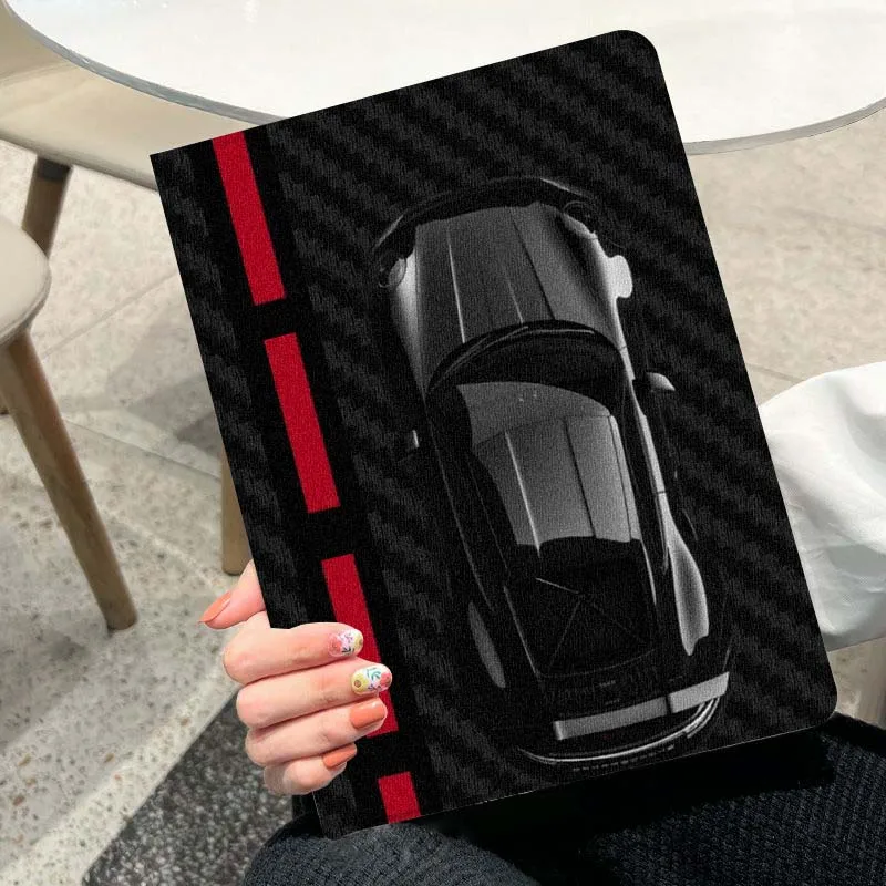 Стильный чехол для планшетов iPad Pro/Air (10.2, 9.7, 11, 10.5, 10.9, 12.9, 13 дюймов) с дизайном «Спортивный автомобиль» (черный)