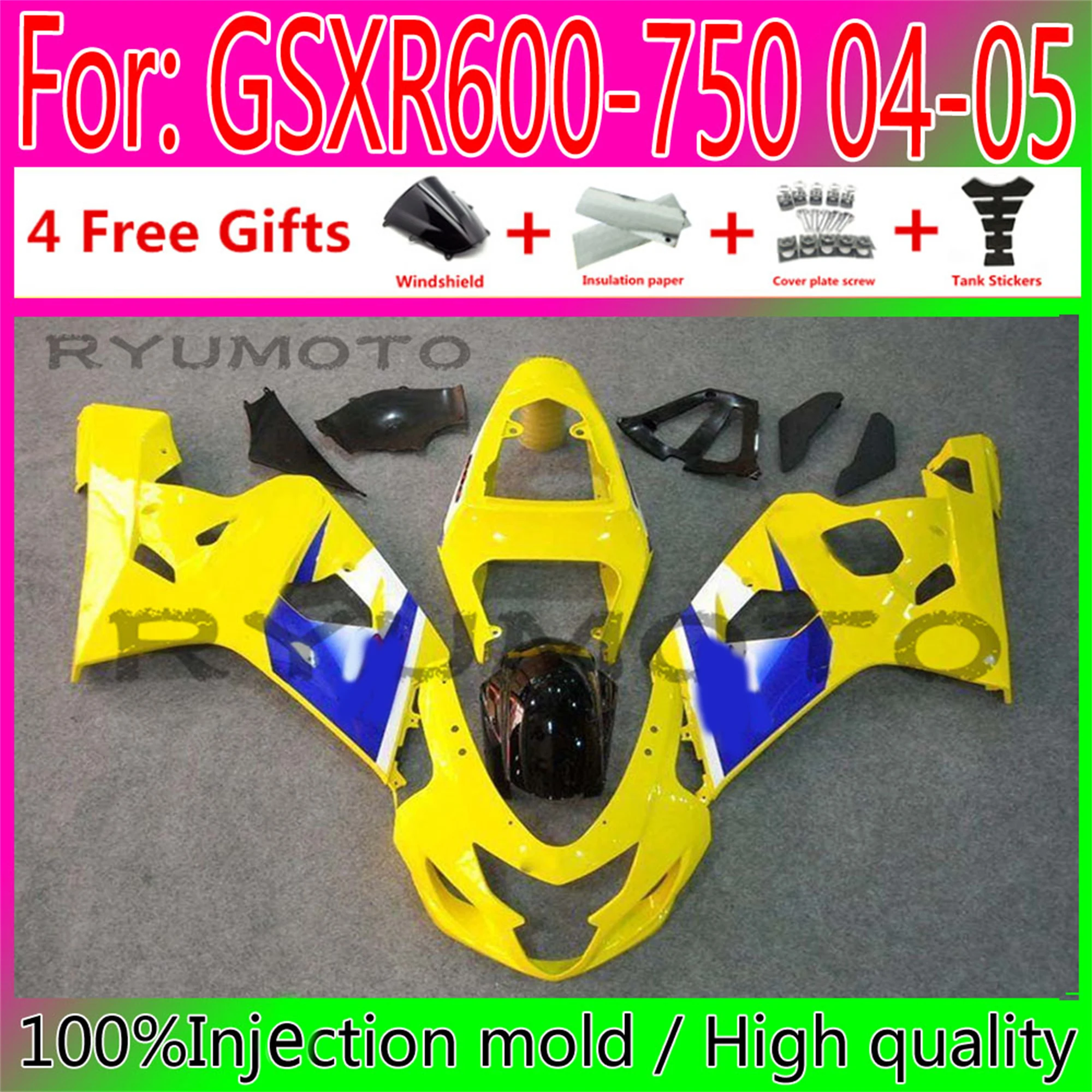 

Новый обтекатель для литья под давлением мотоцикла ABS для Suzuki GSXR600 GSXR750 GSXR 600 750 K4 2004 2005 04 05, обтекатели