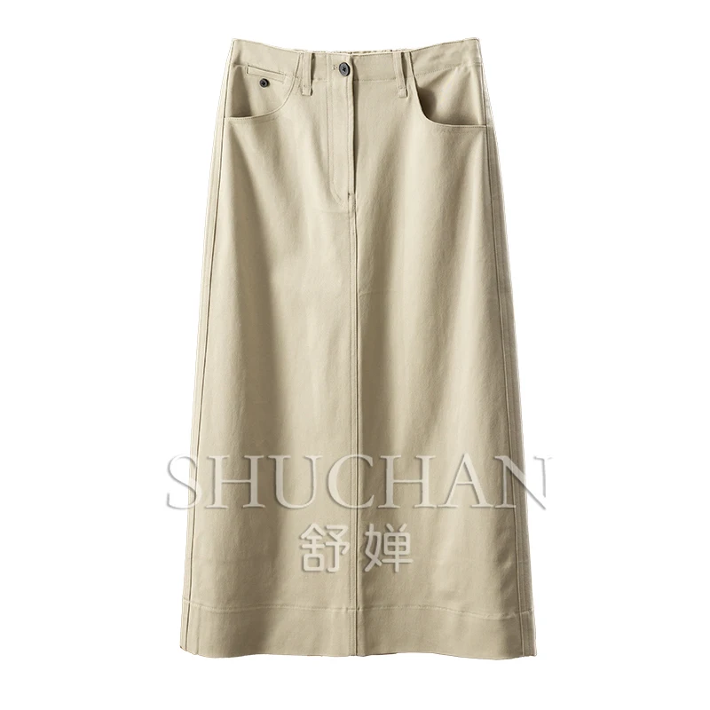 

French Casual Tooling, Fengtencel Cotton, Elastic Waist A-shaped Skirt, Women's 92C1 Long Skirts for Women