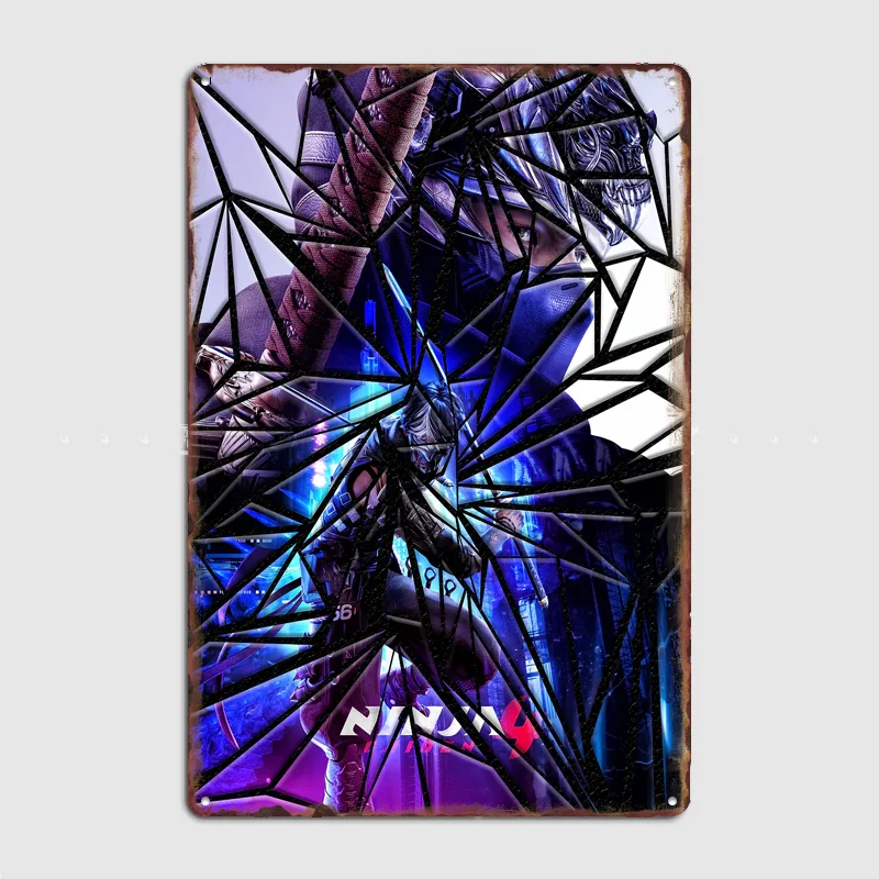 Ninja Gaiden 4 Shattered Glass Effect Poster Metal Sign Room Decor Custom Bedroom Indoor Home Wall Decor Posters Room Decoration