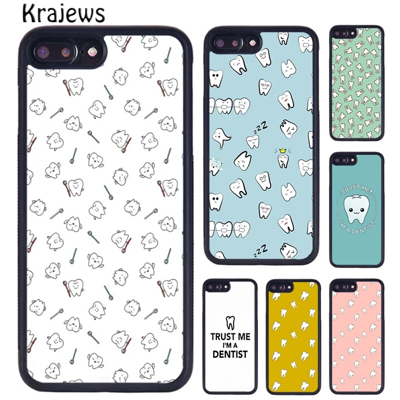 Krajews Cute Dentist Teeth Phone Case Cover For iPhone 16 15 14 plus X XR XS 11 12 13 pro max coque