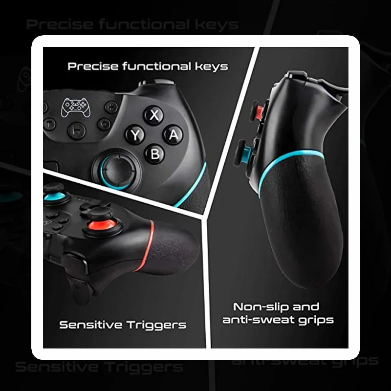 DATA FROG Wireless Pro Controller for Handheld Console and PC Gaming 6 Axis Gyro Turbo Function Ergonomic Gamepad