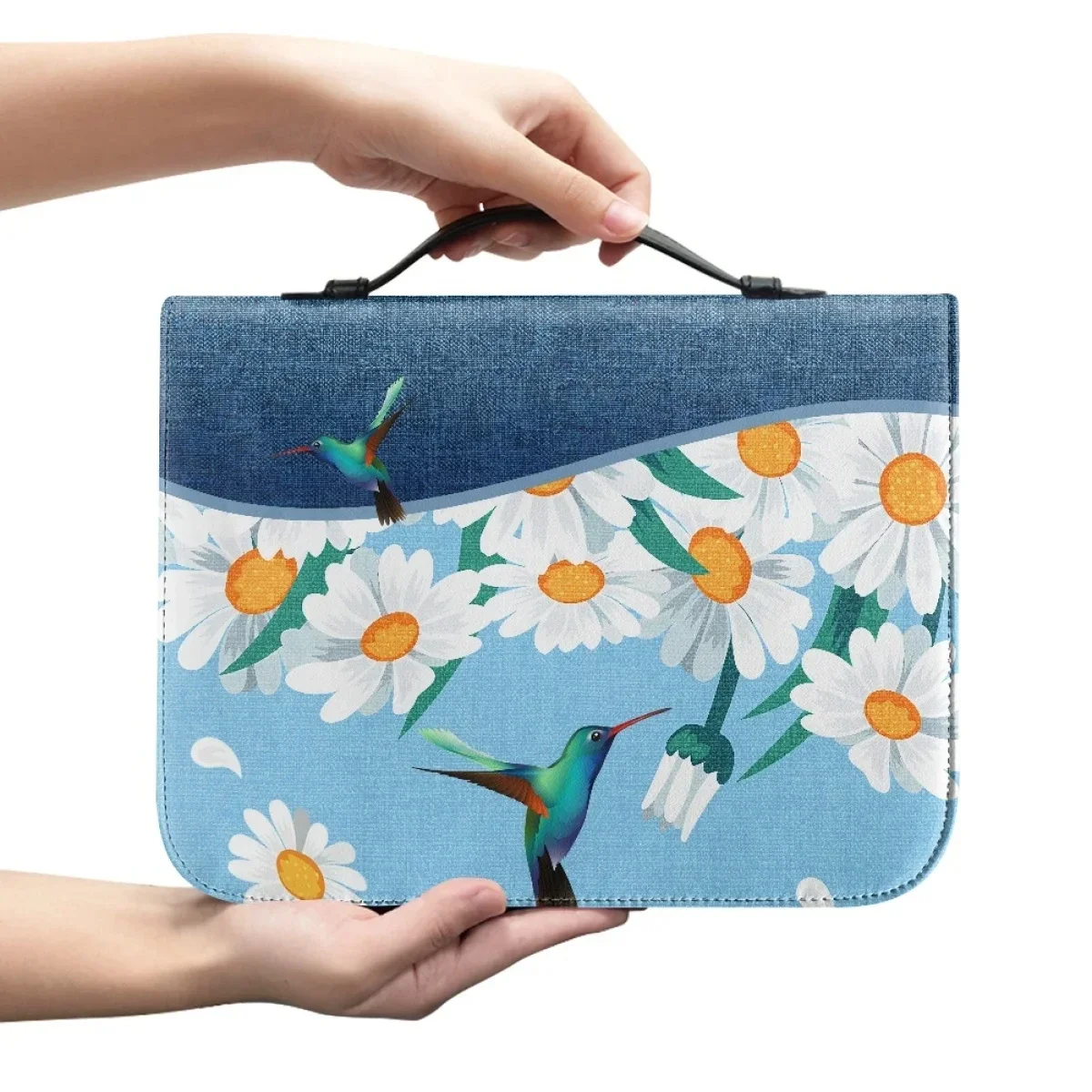 Kerk Bijbel Tas Kolibrie Bloemenprint Dames Pu Lederen Bijbel Hoes Voor Vrouwen Handtassen Studie Boek Heilige Opbergdozen