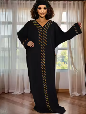 Women's Dashiki Rhinestone Dress African Kaftan - Elegant Evening Party Dress Ankara Shinny Long Gown